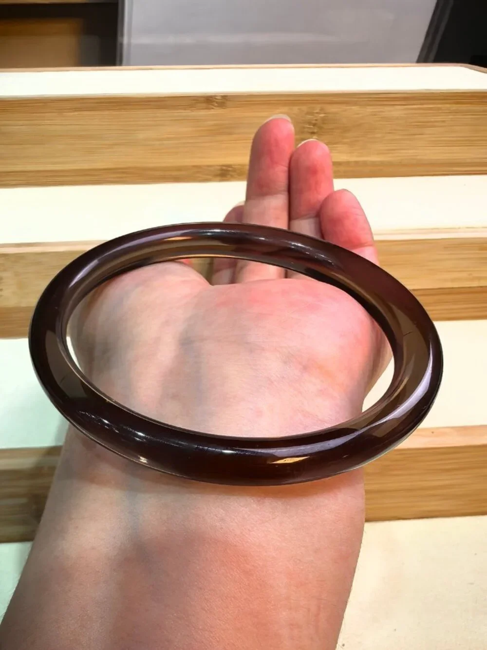 Natural Ice Obsidian Bangle Bracelet 23.23g 62 mm ID Smoky Black Gemstone Certie